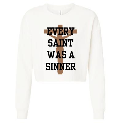 Every Saint Was A Sinner Cropped Pullover Crew