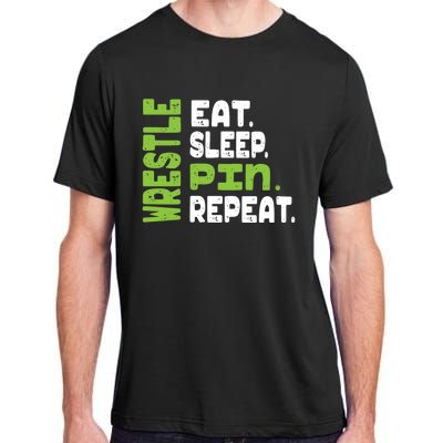 Eat Sleep Wrestle Repeat Wrestling Warm Up Gift Adult ChromaSoft Performance T-Shirt