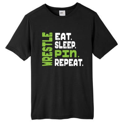 Eat Sleep Wrestle Repeat Wrestling Warm Up Gift Tall Fusion ChromaSoft Performance T-Shirt