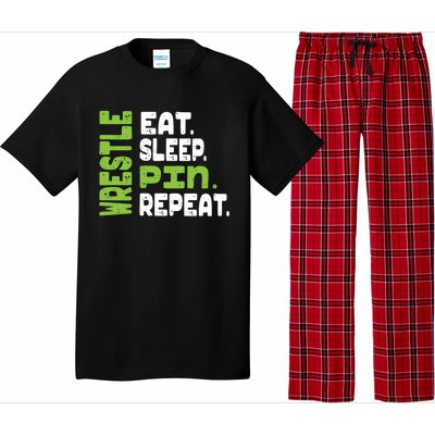 Eat Sleep Wrestle Repeat Wrestling Warm Up Gift Pajama Set