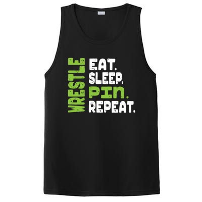 Eat Sleep Wrestle Repeat Wrestling Warm Up Gift PosiCharge Competitor Tank