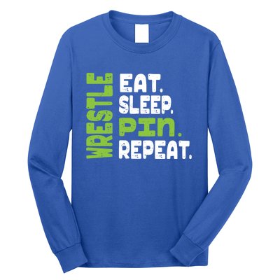 Eat Sleep Wrestle Repeat Wrestling Warm Up Gift Long Sleeve Shirt