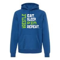 Eat Sleep Wrestle Repeat Wrestling Warm Up Gift Premium Hoodie