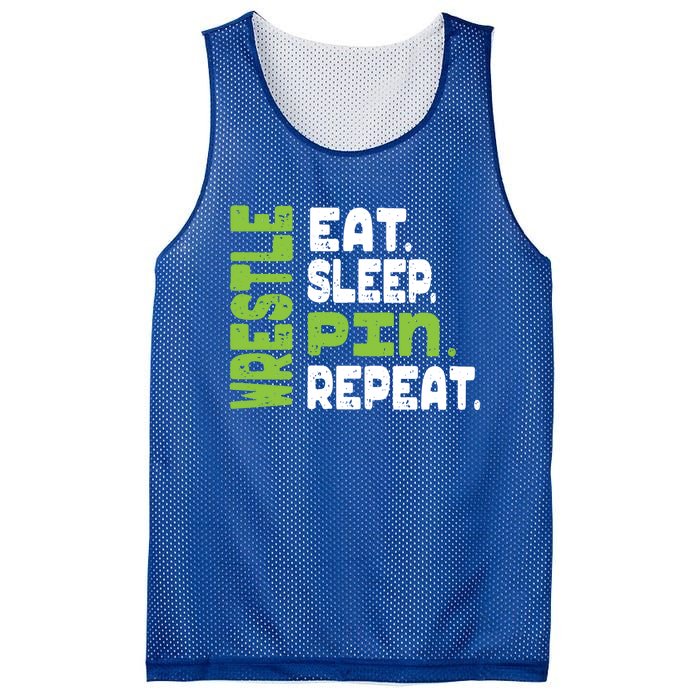 Eat Sleep Wrestle Repeat Wrestling Warm Up Gift Mesh Reversible Basketball Jersey Tank