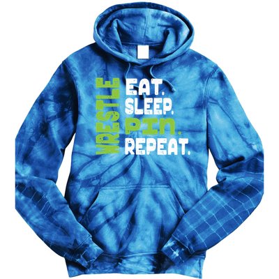 Eat Sleep Wrestle Repeat Wrestling Warm Up Gift Tie Dye Hoodie