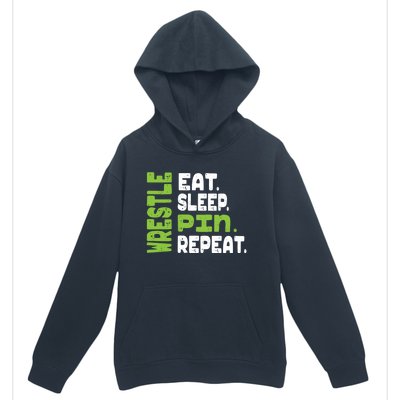 Eat Sleep Wrestle Repeat Wrestling Warm Up Gift Urban Pullover Hoodie