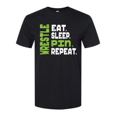 Eat Sleep Wrestle Repeat Wrestling Warm Up Gift Softstyle CVC T-Shirt