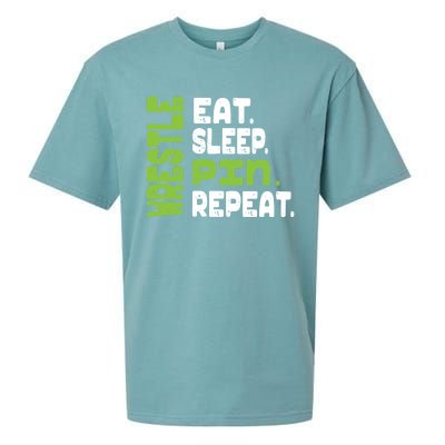 Eat Sleep Wrestle Repeat Wrestling Warm Up Gift Sueded Cloud Jersey T-Shirt