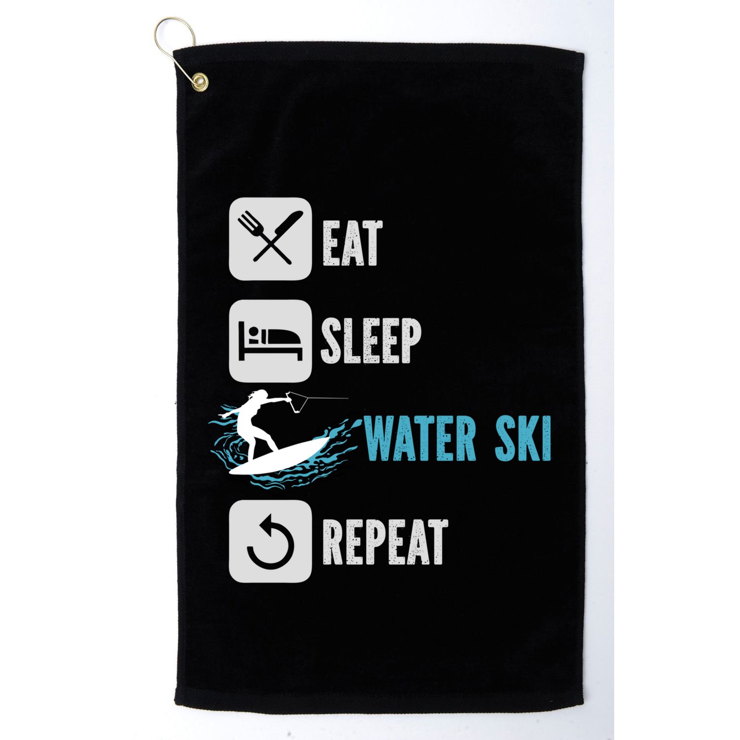 Eat Sleep Waterski Repeat Water Sports Skiing Gift Golf Towel