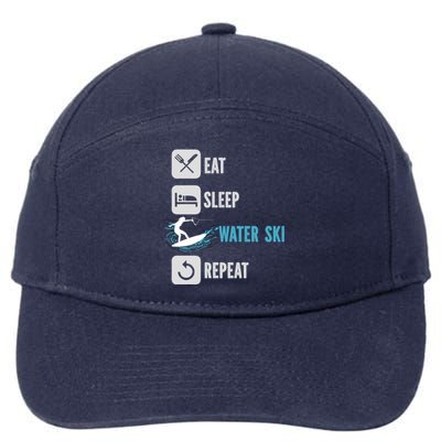 Eat Sleep Waterski Repeat Water Sports Skiing Gift 7-Panel Snapback Hat