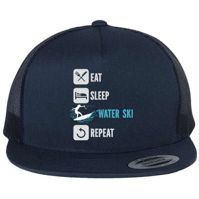 Eat Sleep Waterski Repeat Water Sports Skiing Gift Flat Bill Trucker Hat