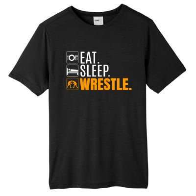 Eat Sleep Wrestle Quote Gift For Wrestler Wrestling Funny Gift Tall Fusion ChromaSoft Performance T-Shirt