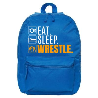 Eat Sleep Wrestle Quote Gift For Wrestler Wrestling Funny Gift 16 in Basic Backpack