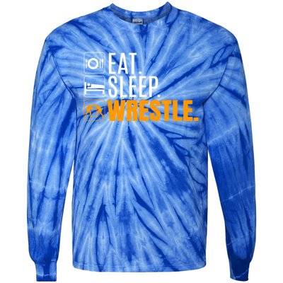 Eat Sleep Wrestle Quote Gift For Wrestler Wrestling Funny Gift Tie-Dye Long Sleeve Shirt