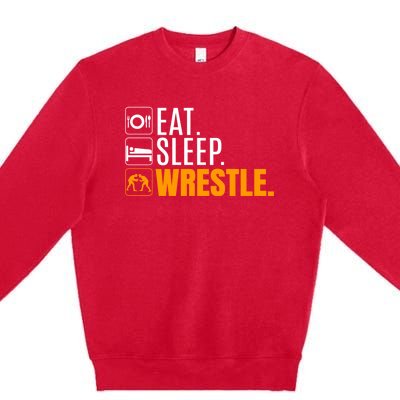 Eat Sleep Wrestle Quote Gift For Wrestler Wrestling Funny Gift Premium Crewneck Sweatshirt