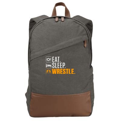 Eat Sleep Wrestle Quote Gift For Wrestler Wrestling Funny Gift Cotton Canvas Backpack