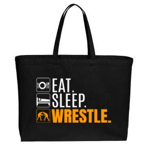 Eat Sleep Wrestle Quote Gift For Wrestler Wrestling Funny Gift Cotton Canvas Jumbo Tote