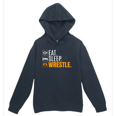 Eat Sleep Wrestle Quote Gift For Wrestler Wrestling Funny Gift Urban Pullover Hoodie