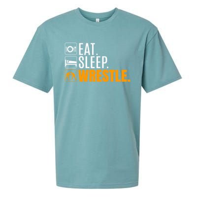 Eat Sleep Wrestle Quote Gift For Wrestler Wrestling Funny Gift Sueded Cloud Jersey T-Shirt