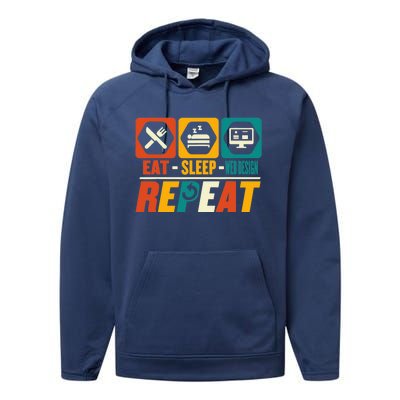 Eat Sleep Web Design Repeat Funny Developer Programmer Performance Fleece Hoodie