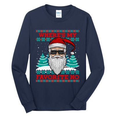 Evil Santa "Where's My Favorite Ho" Funny Ugly Christmas Tall Long Sleeve T-Shirt