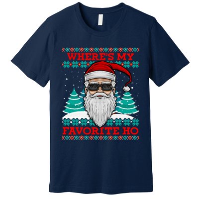 Evil Santa "Where's My Favorite Ho" Funny Ugly Christmas Premium T-Shirt