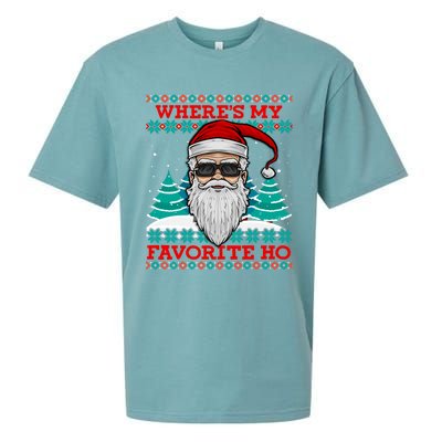 Evil Santa "Where's My Favorite Ho" Funny Ugly Christmas Sueded Cloud Jersey T-Shirt