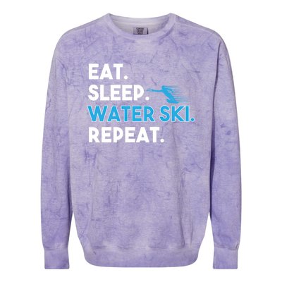 Eat Sleep Water Ski Repeat Funny Water Skier Skiing Lover Gift Colorblast Crewneck Sweatshirt