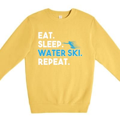 Eat Sleep Water Ski Repeat Funny Water Skier Skiing Lover Gift Premium Crewneck Sweatshirt