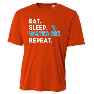 Eat Sleep Water Ski Repeat Funny Water Skier Skiing Lover Gift Cooling Performance Crew T-Shirt