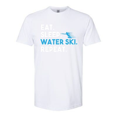 Eat Sleep Water Ski Repeat Funny Water Skier Skiing Lover Gift Softstyle CVC T-Shirt