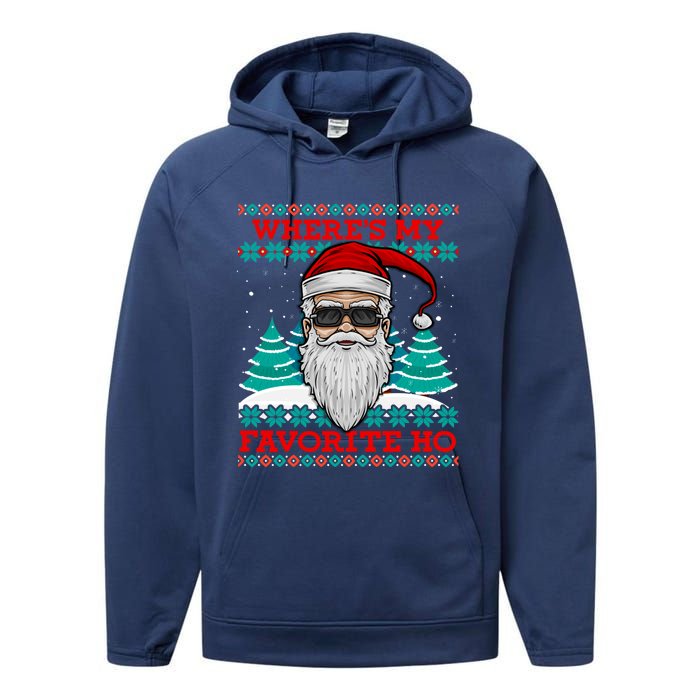 Evil Santa "Where's My Favorite Ho" Funny Ugly Christmas Performance Fleece Hoodie