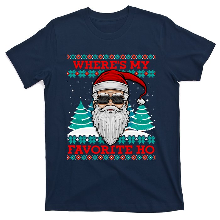 Evil Santa "Where's My Favorite Ho" Funny Ugly Christmas T-Shirt