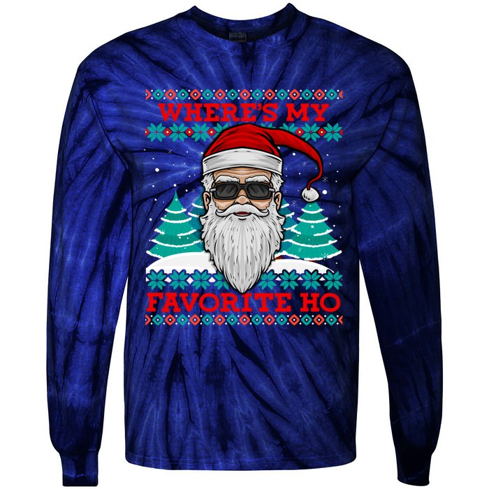 Evil Santa "Where's My Favorite Ho" Funny Ugly Christmas Tie-Dye Long Sleeve Shirt