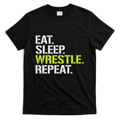 Eat Sleep Wrestle Repeat Cool Wrestling T-Shirt