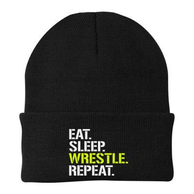 Eat Sleep Wrestle Repeat Cool Wrestling Beanie