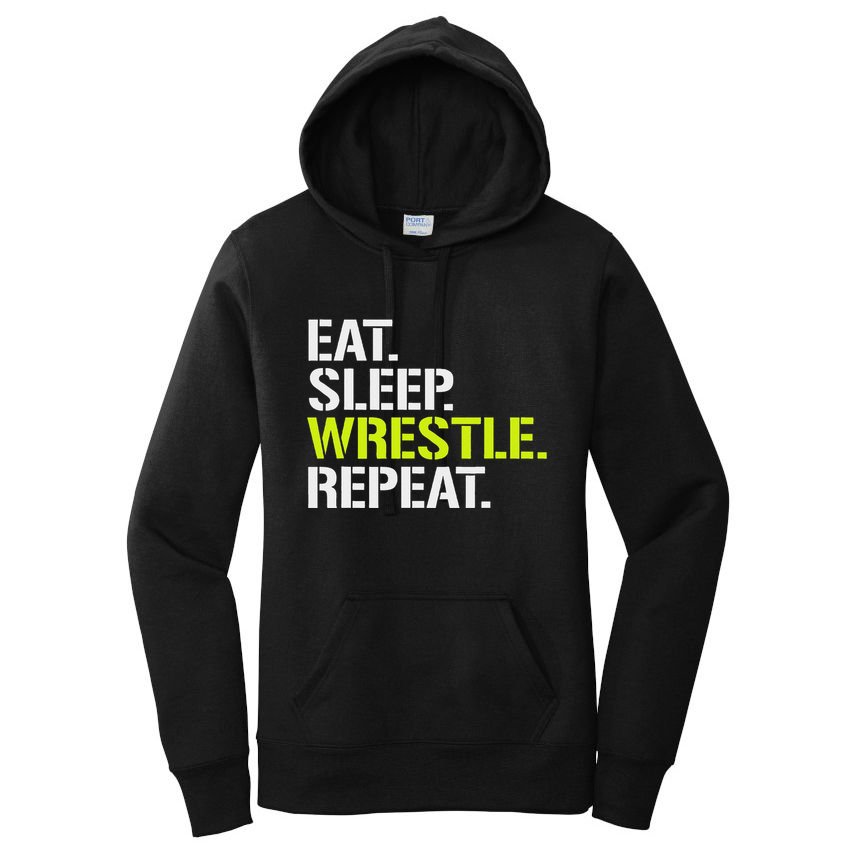 Eat Sleep Wrestle Repeat Cool Wrestling Women's Pullover Hoodie