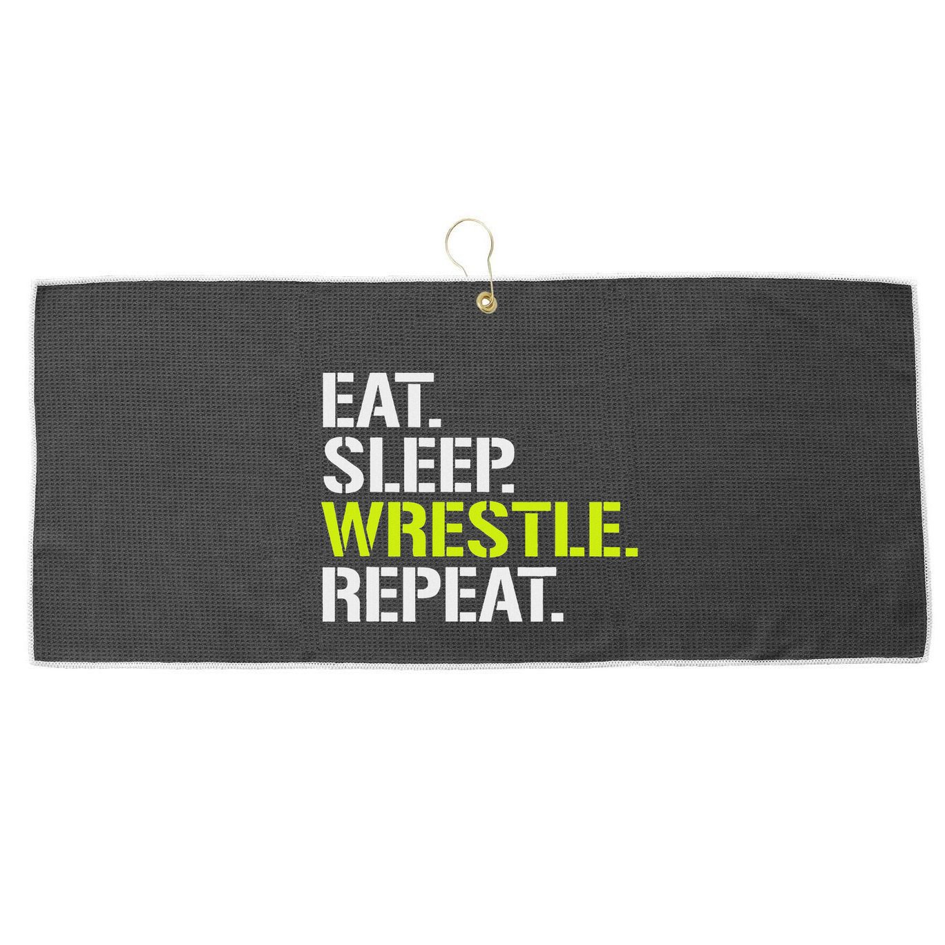 Eat Sleep Wrestle Repeat Cool Wrestling Large Microfiber Waffle Golf Towel