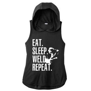 Eat Sleep Weld Repeat Welder Ladies PosiCharge Tri-Blend Wicking Draft Hoodie Tank