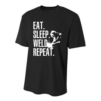 Eat Sleep Weld Repeat Welder Youth Performance Sprint T-Shirt