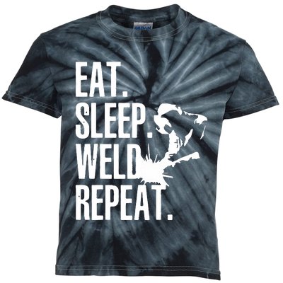 Eat Sleep Weld Repeat Welder Kids Tie-Dye T-Shirt