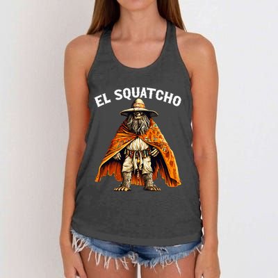 El Squatcho Western Mexican Bigfoot Sasquatch Lover Women's Knotted Racerback Tank