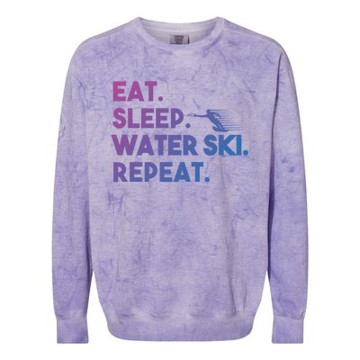 Eat Sleep Water Ski Repeat Funny Water Skier Skiing Lover Cool Gift Colorblast Crewneck Sweatshirt