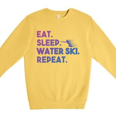 Eat Sleep Water Ski Repeat Funny Water Skier Skiing Lover Cool Gift Premium Crewneck Sweatshirt