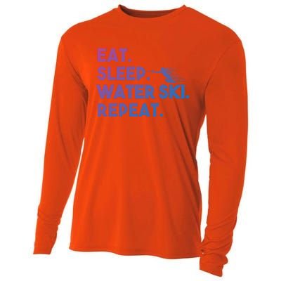 Eat Sleep Water Ski Repeat Funny Water Skier Skiing Lover Cool Gift Cooling Performance Long Sleeve Crew