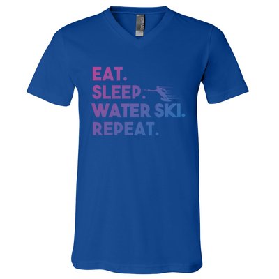 Eat Sleep Water Ski Repeat Funny Water Skier Skiing Lover Cool Gift V-Neck T-Shirt