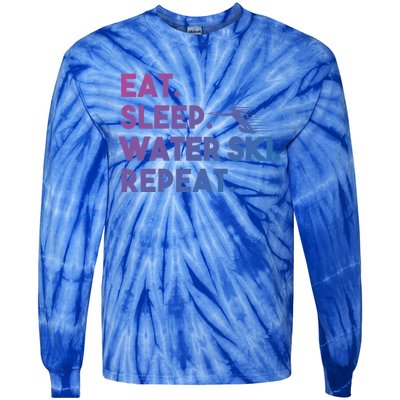 Eat Sleep Water Ski Repeat Funny Water Skier Skiing Lover Cool Gift Tie-Dye Long Sleeve Shirt