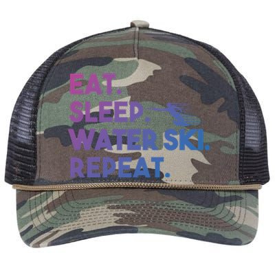 Eat Sleep Water Ski Repeat Funny Water Skier Skiing Lover Cool Gift Retro Rope Trucker Hat Cap