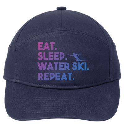 Eat Sleep Water Ski Repeat Funny Water Skier Skiing Lover Cool Gift 7-Panel Snapback Hat