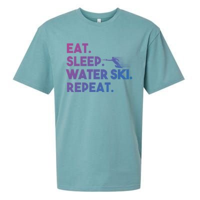 Eat Sleep Water Ski Repeat Funny Water Skier Skiing Lover Cool Gift Sueded Cloud Jersey T-Shirt